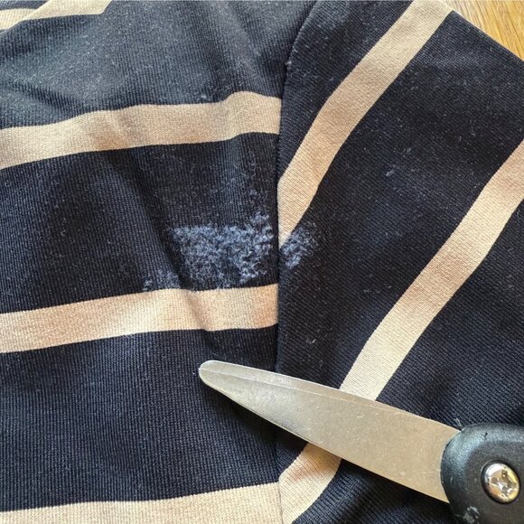 J. McLaughlin Size M Black Tan Nicola 3/4 Sleeves Striped Layered Dress - Picture 8 of 11